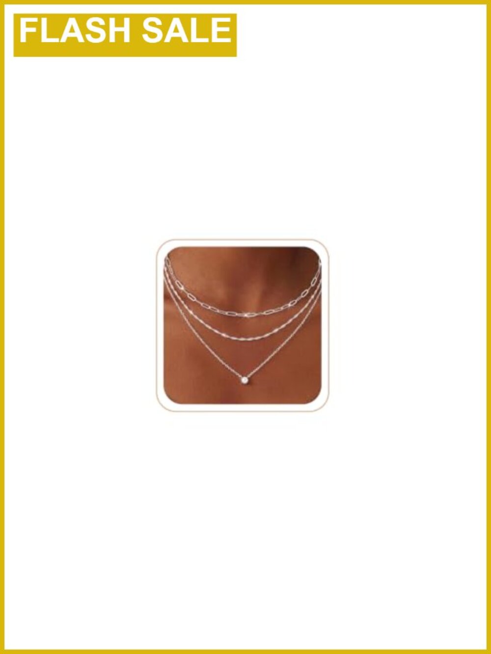 CHESKY Layered Silver Plated Stackable Charm Necklace Set CZ Pendant 14in